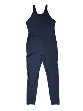 Free People Movement Athleisure Jumpsuit Black Medium Back Cutout Pockets